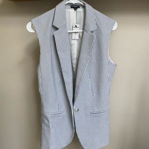 Express Navy and White Sleeveless Blazer (M)